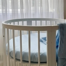Husa saltea rotunda patut bebe copii cu elastic, 70 x 70 cm, albastru (4)